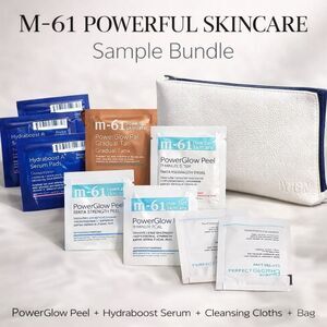 M-61 Powerful Skincare Sample Bundle PowerGlow Peel + Hydraboost Pads + Bag NEW